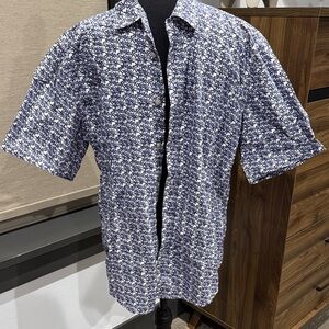 Pronto Uomo Navy and White Floral Shirt